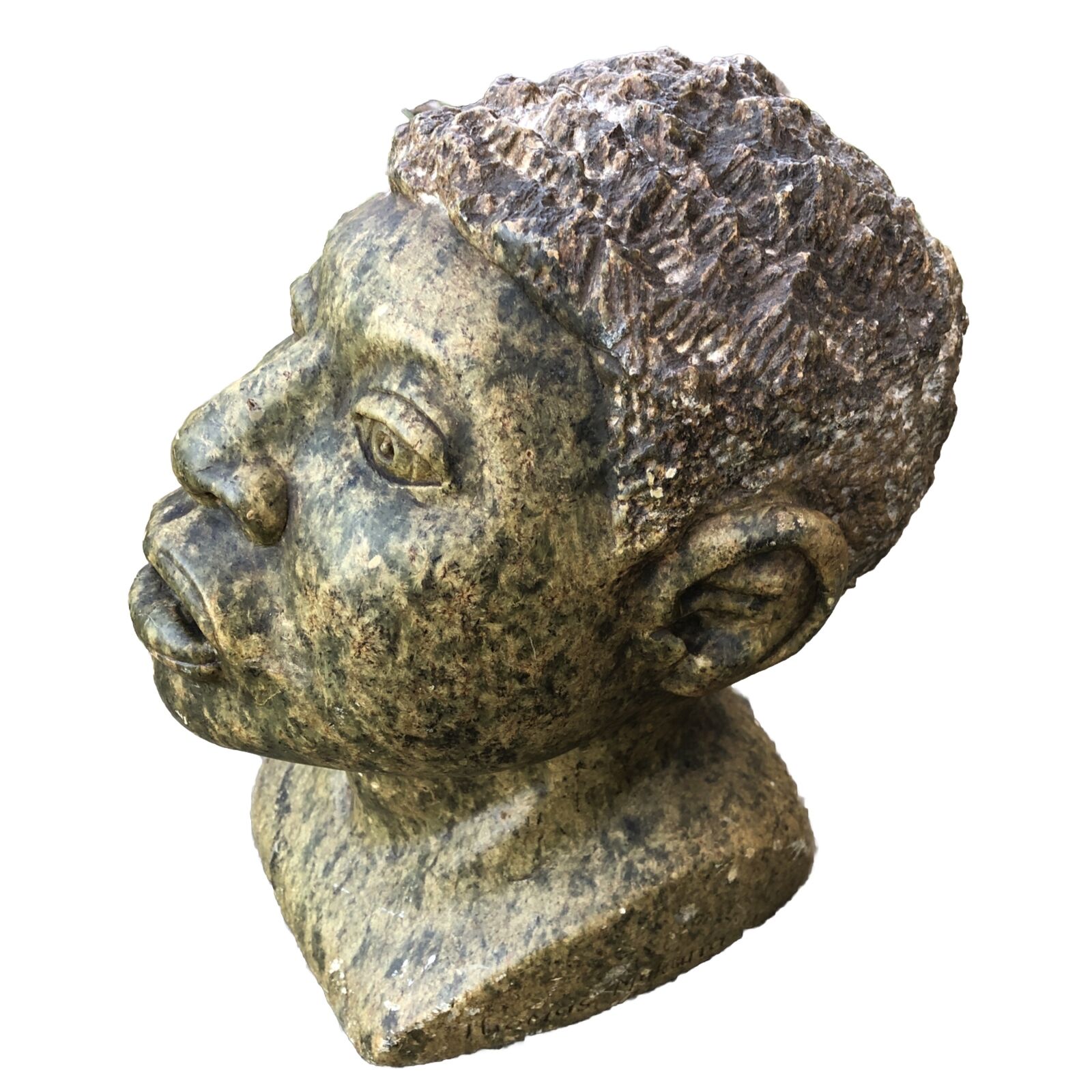 Vintage African Stone Carving CARVED Bust Of Man Signed THOMAS MYKUNA 12”