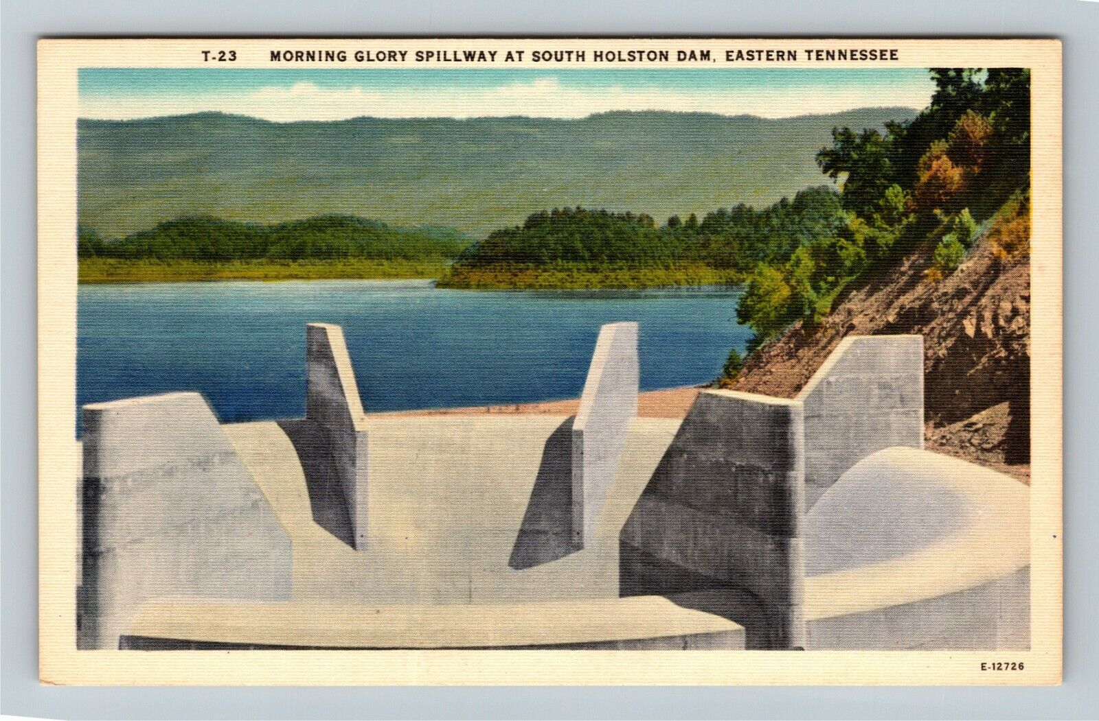 South Holston Dam TN-Tennessee Morning Glory Spillway Vintage Souvenir Postcard