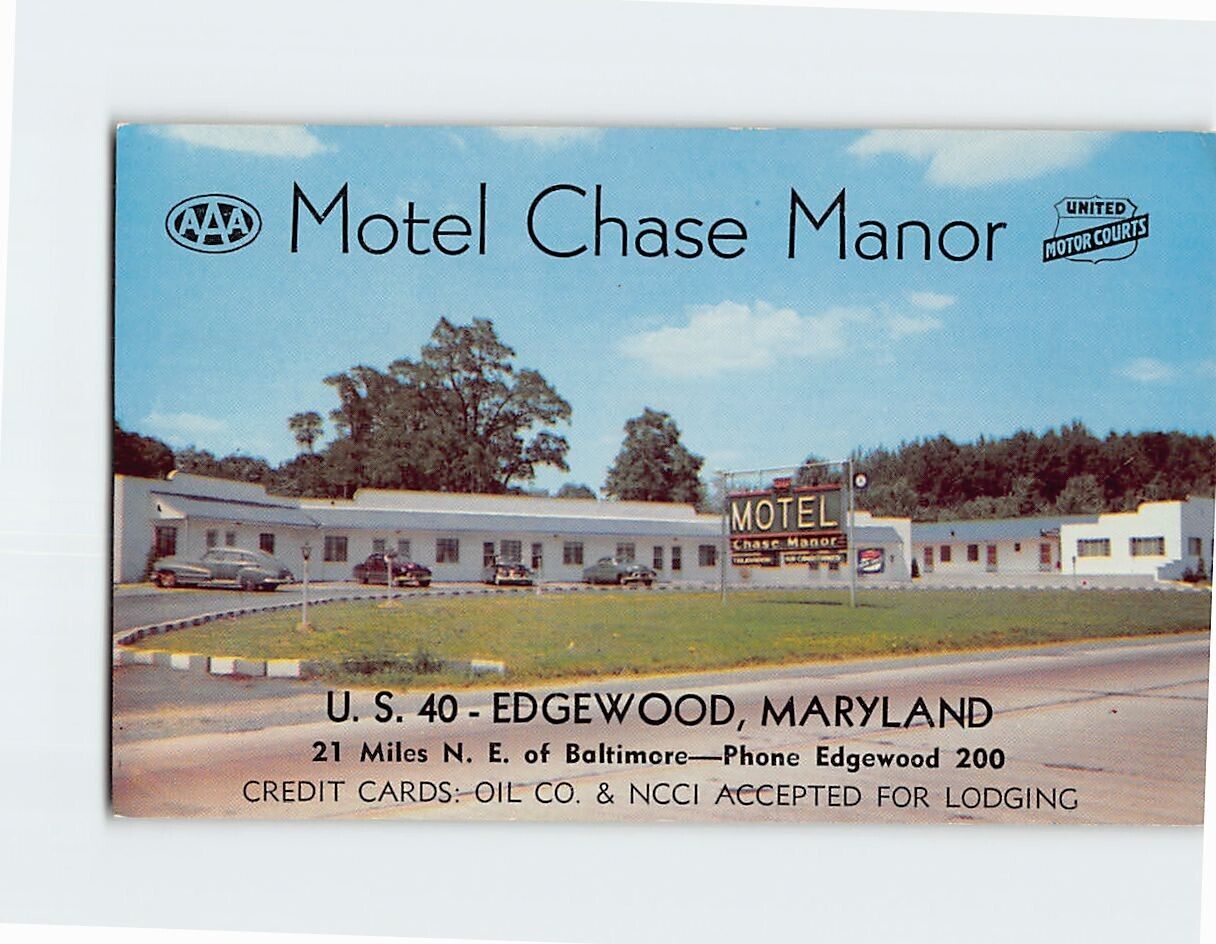 Postcard Motel Chase Manor Edgewood Maryland USA