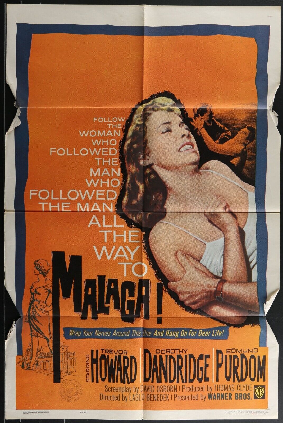 MALAGA Dorothy Dandrich Original 1962 MOVIE POSTER  ONE SHEET n1