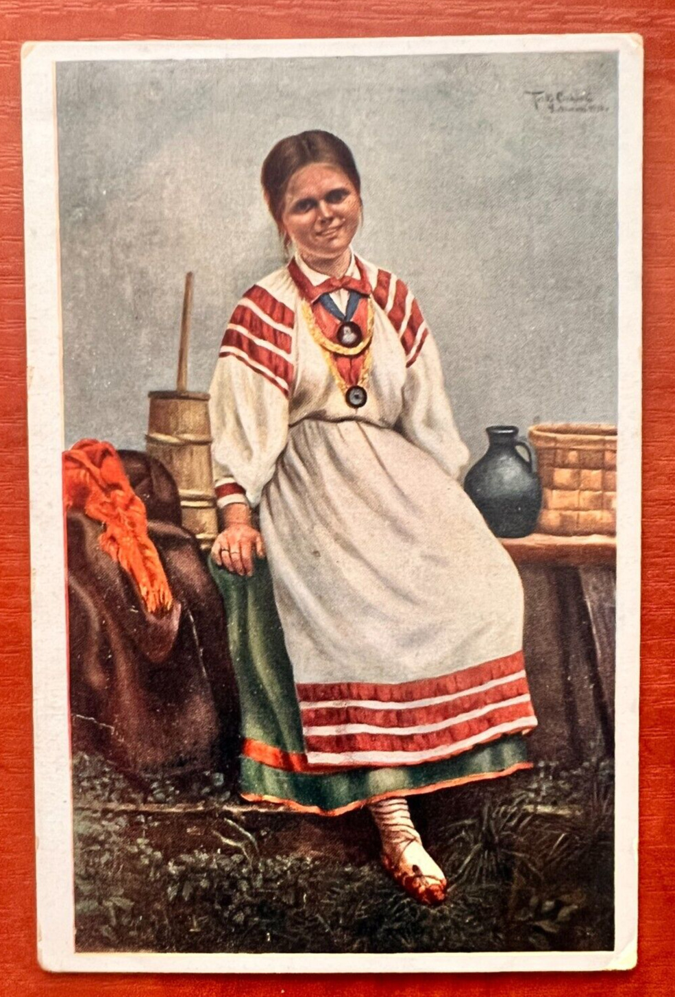1900s Girl Ukrainian National Ukrainian costume Ukraine postcards