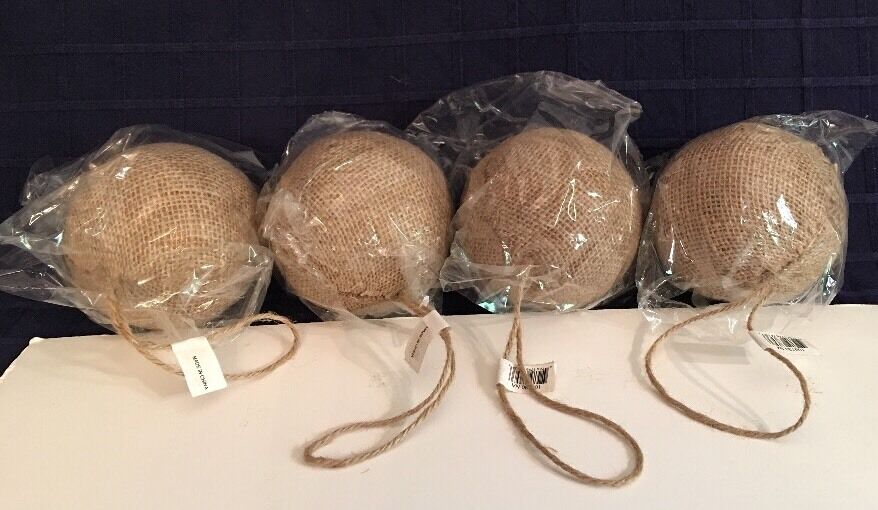 SETS 4 Large 4 in ROUND Burlap Covered Styrofoam Ball Ornament DIY crafts