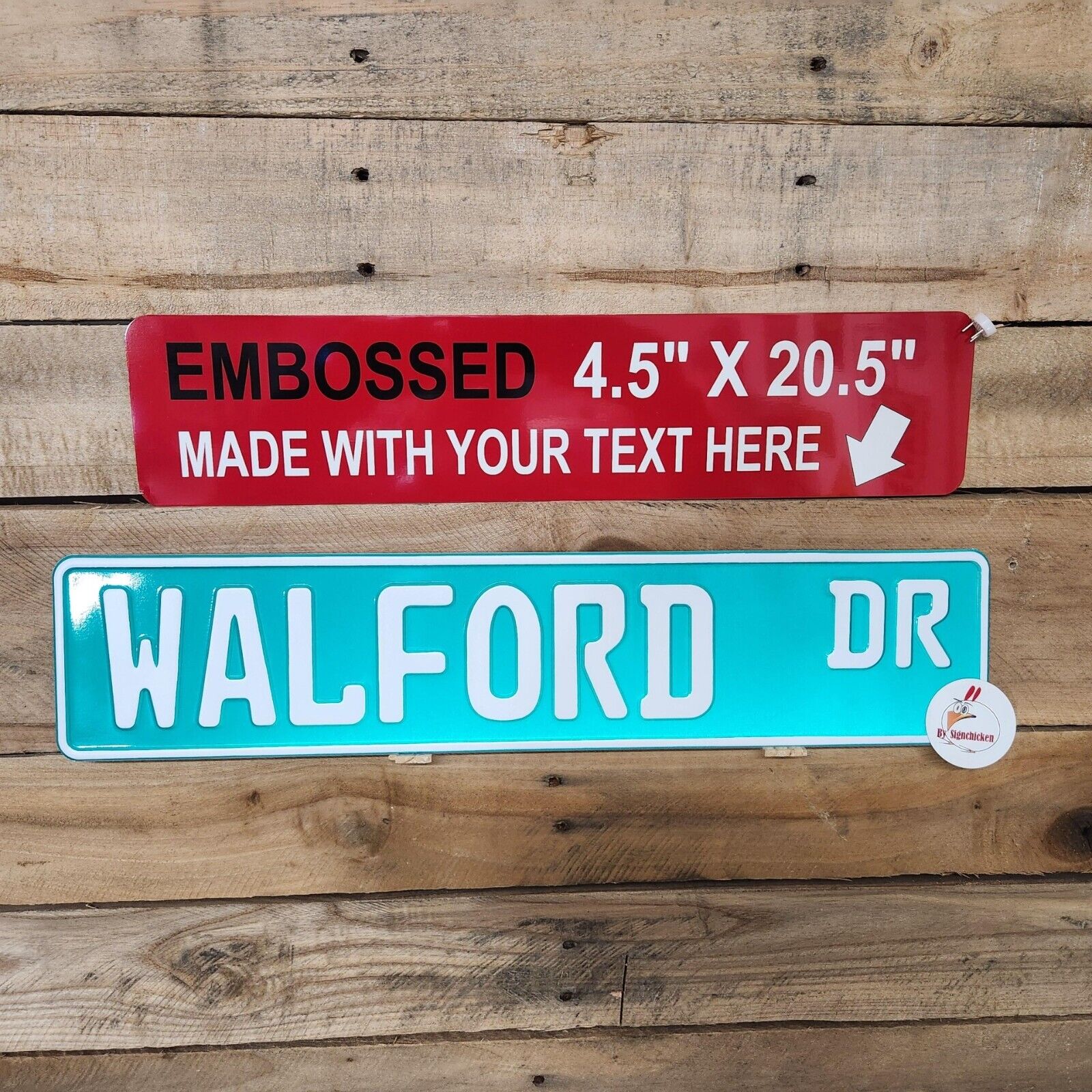 CUSTOM GREEN STREET SIGNS - Embossed, Custom text, sign, man cave, home decor