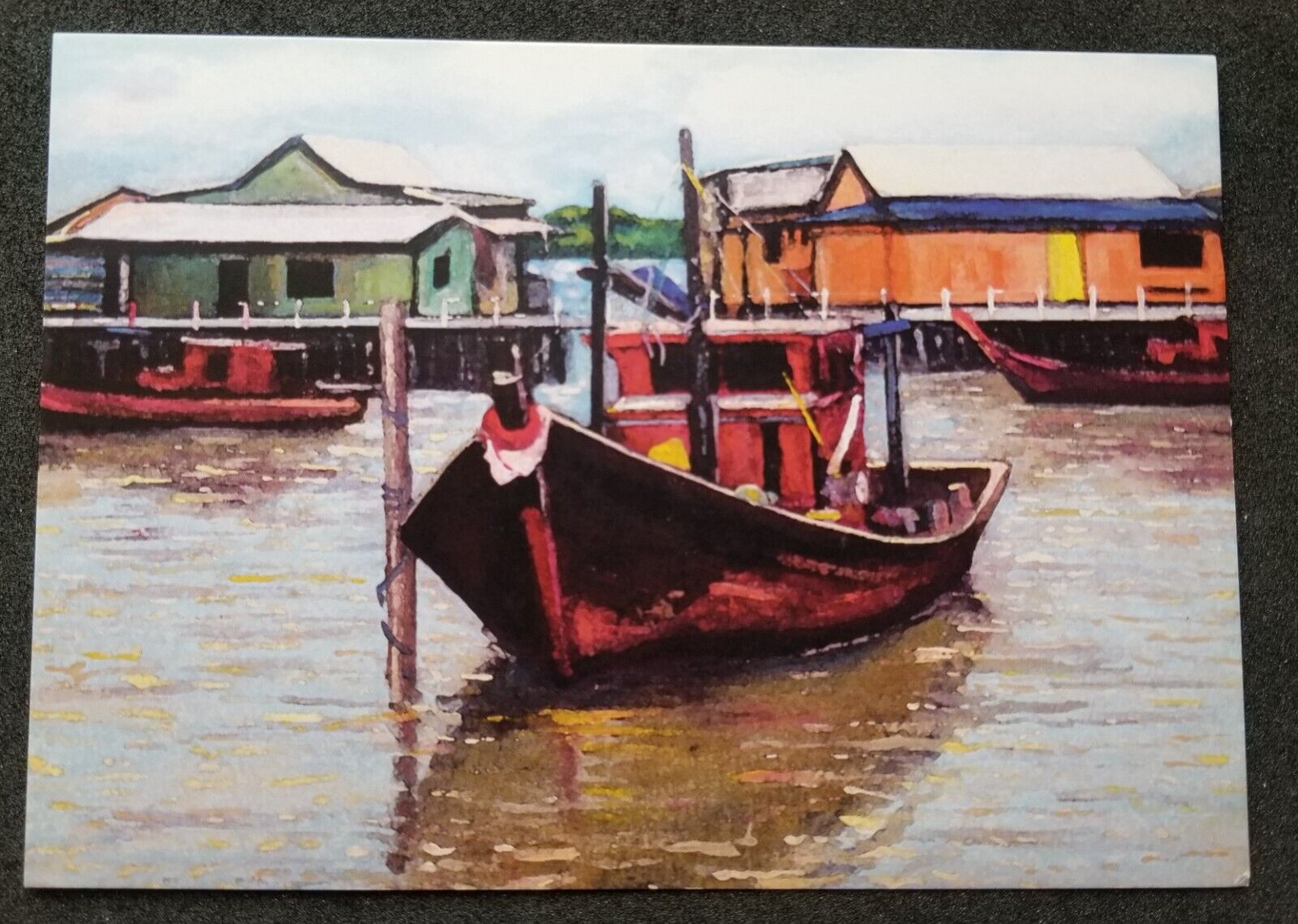 [AG] P100 Malaysia Selangor Pasir Penambang Fishing Boat Ship (postcard) *New