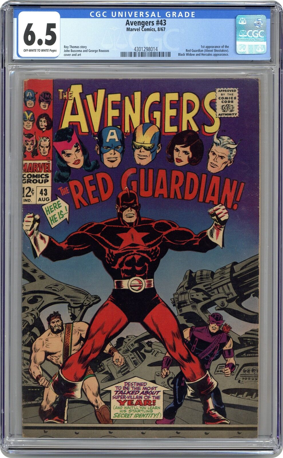 Avengers #43 CGC 6.5 1967 4301298014 1st app. Red Guardian