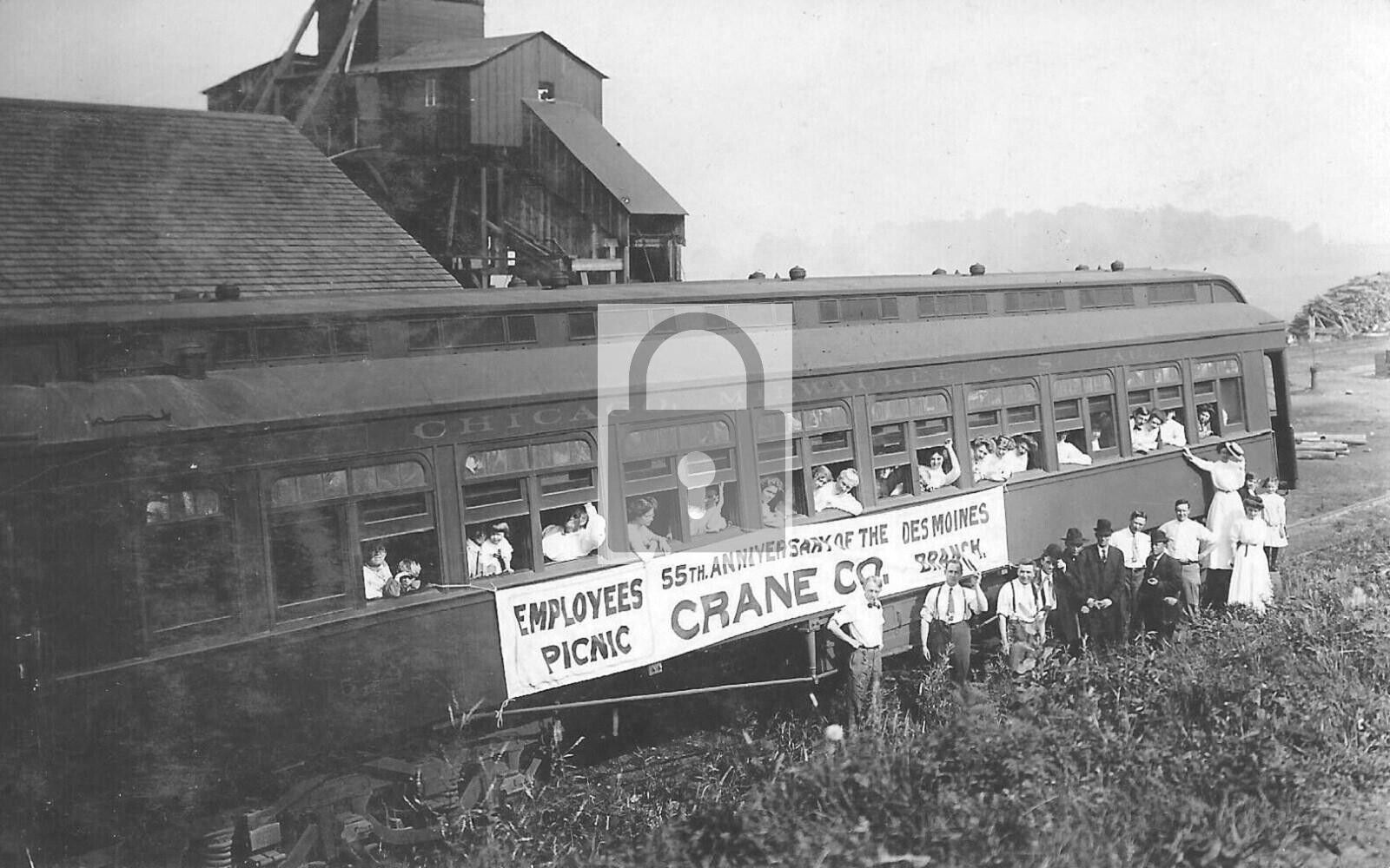 Railroad Train Crane Co Picnic Des Moines Iowa IA Branch Reprint Postcard