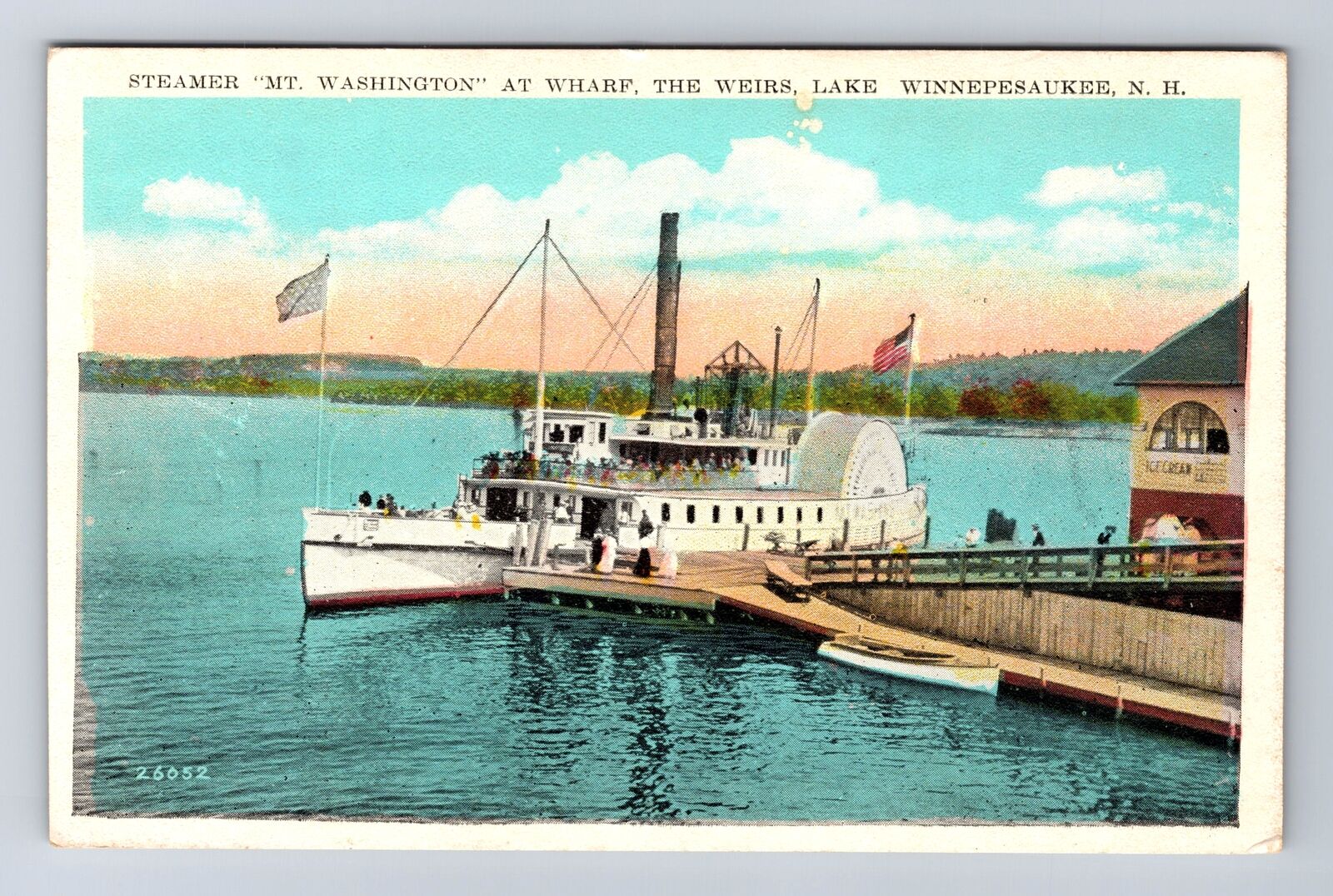 Lake Winnepesaukee NH-New Hampshire, Steamer Mount Washington, Vintage Postcard