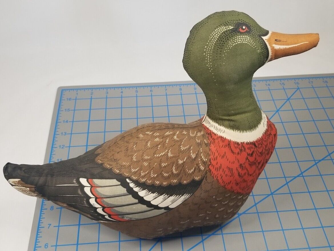 Vintage Colorful Cloth Stuffed Decorative Mallard Duck Plush Decor 