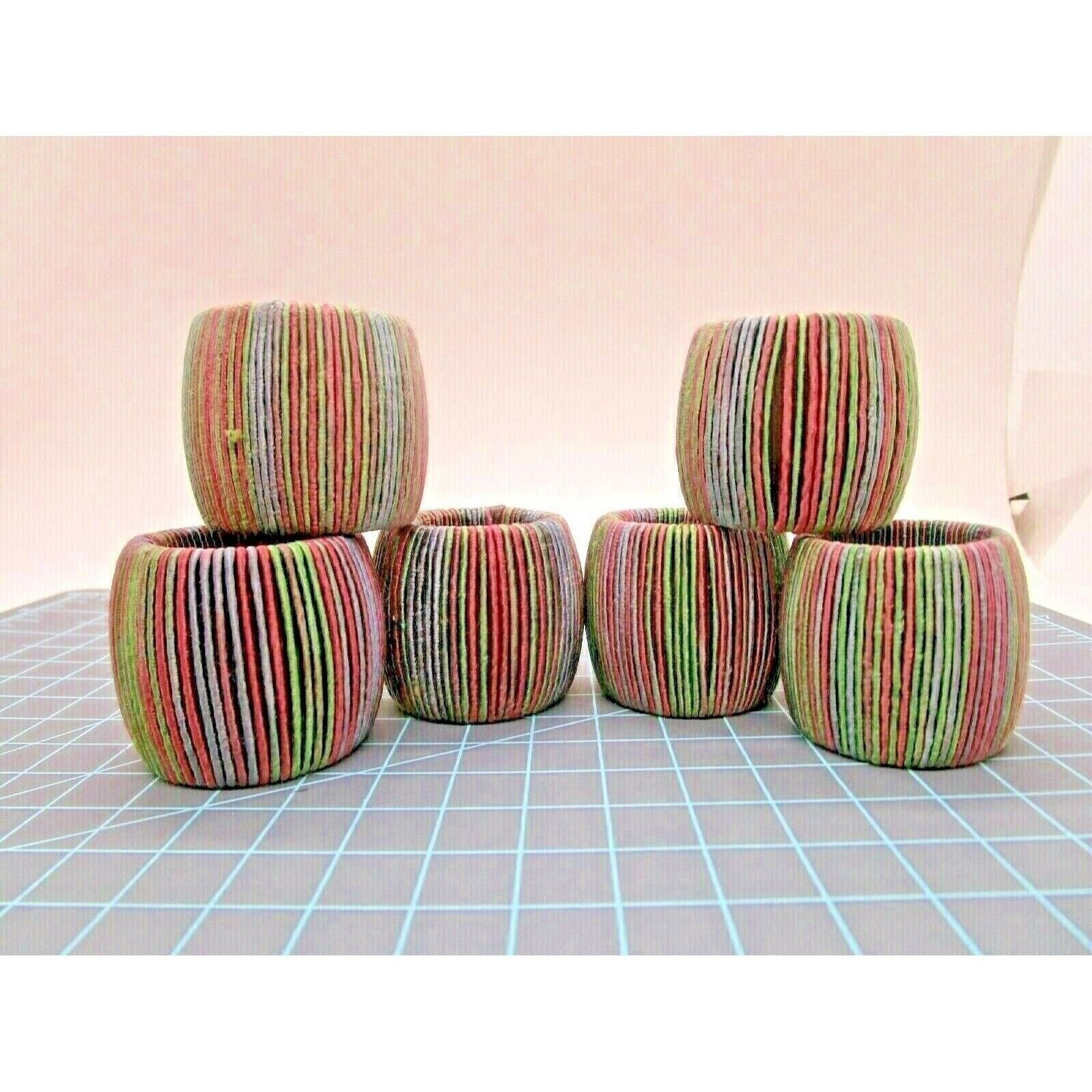 Woven Wrapped Round Napkin Rings Set of 6 Made in India