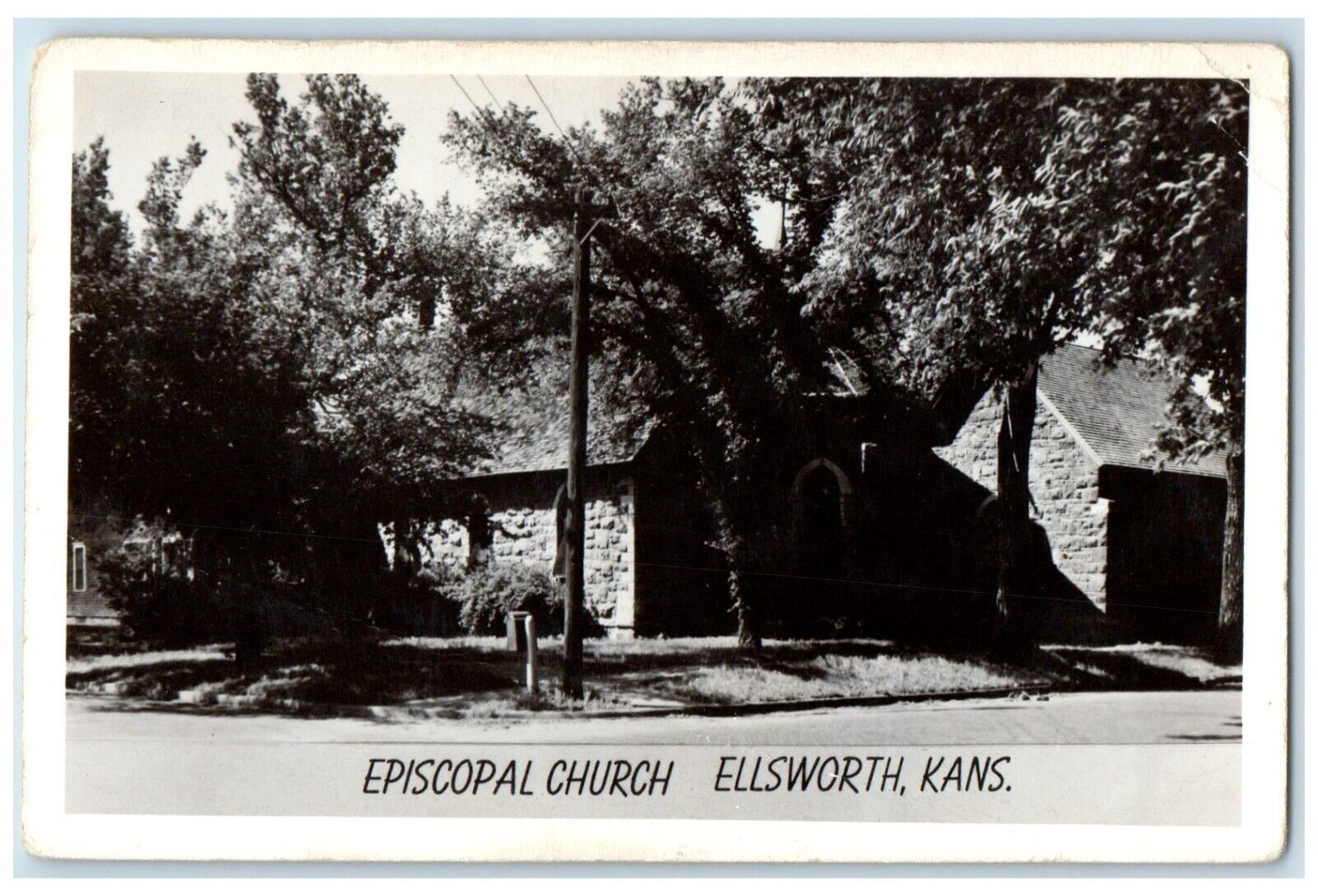 c1940's Episcopal Church Ellsworth Kansas KS RPPC Photo Vintage Postcard