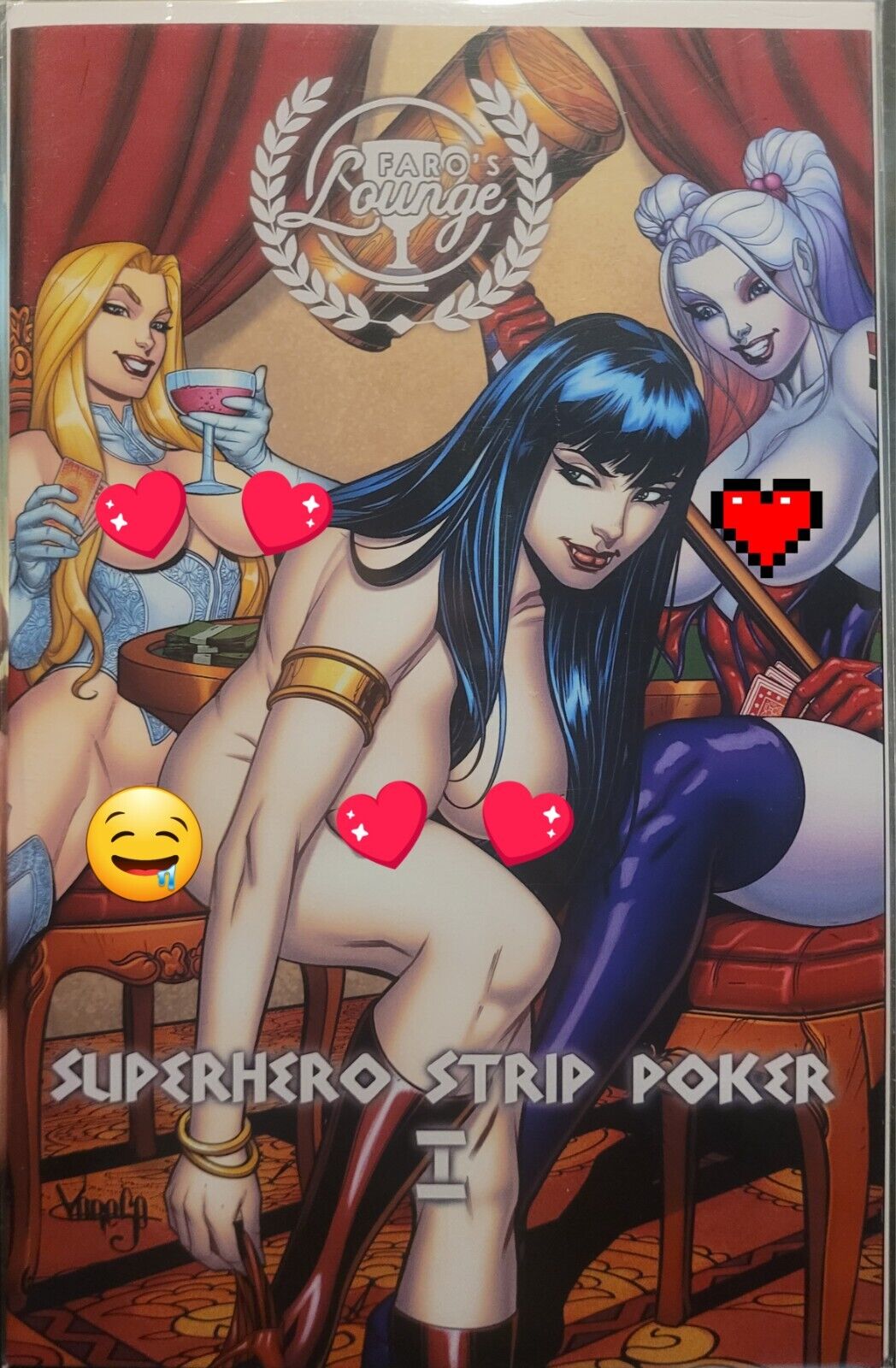 Faros Lounge: Superhero Strip Poker -Emma Frost Harley Quinn Vampirella Cosplay