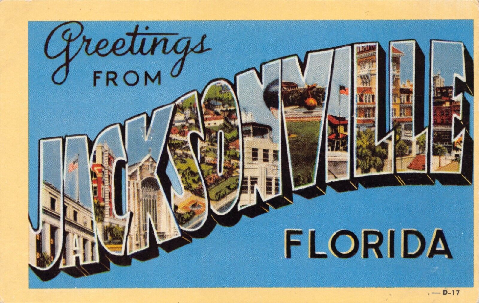FL~FLORIDA~JACKSONVILLE~GREETINGS FROM JACKSONVILLE~LARGE LETTER CHROME