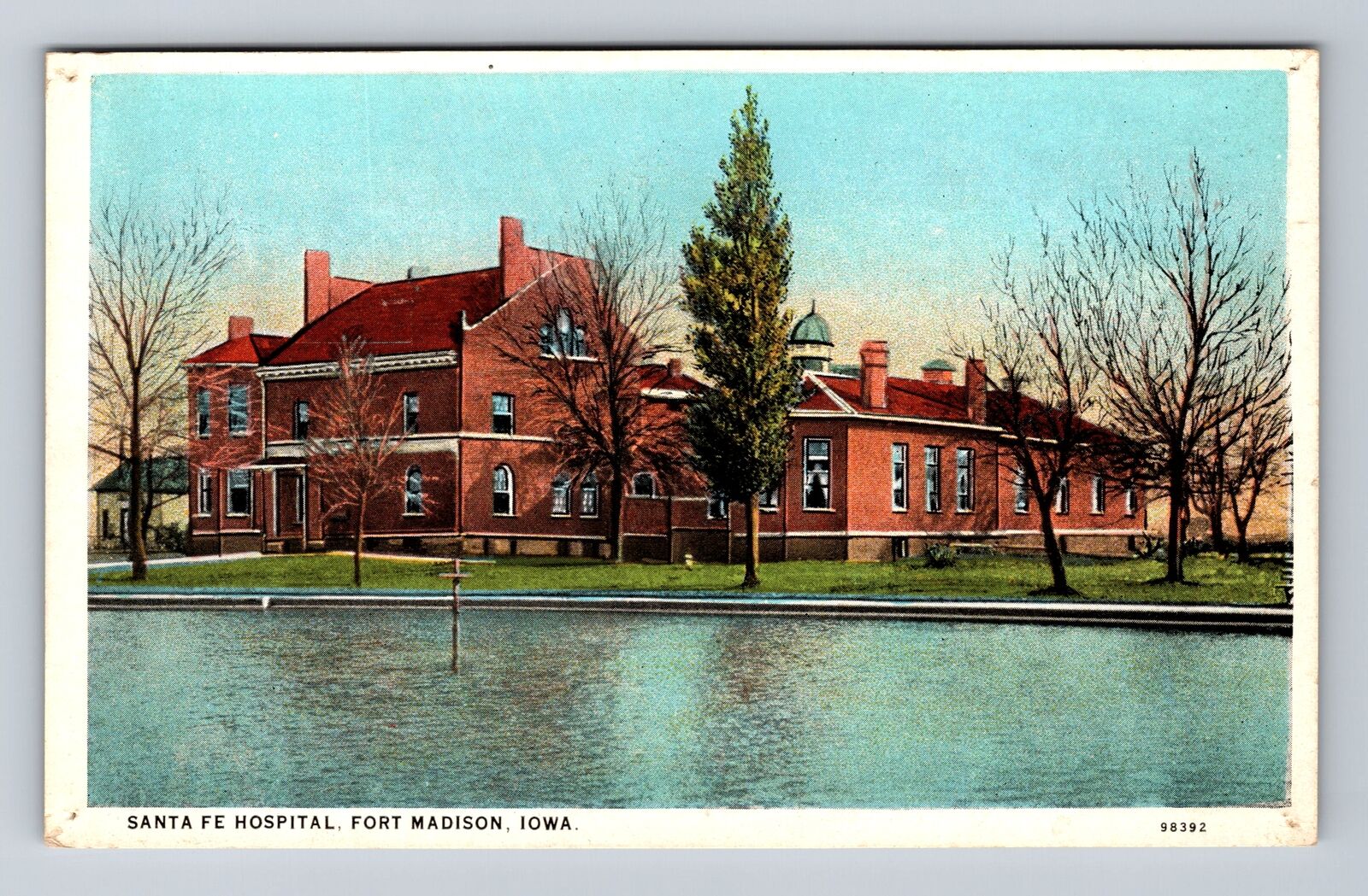 Fort Madison IA-Iowa, Panoramic Santa Fe Hospital, Antique Vintage Postcard
