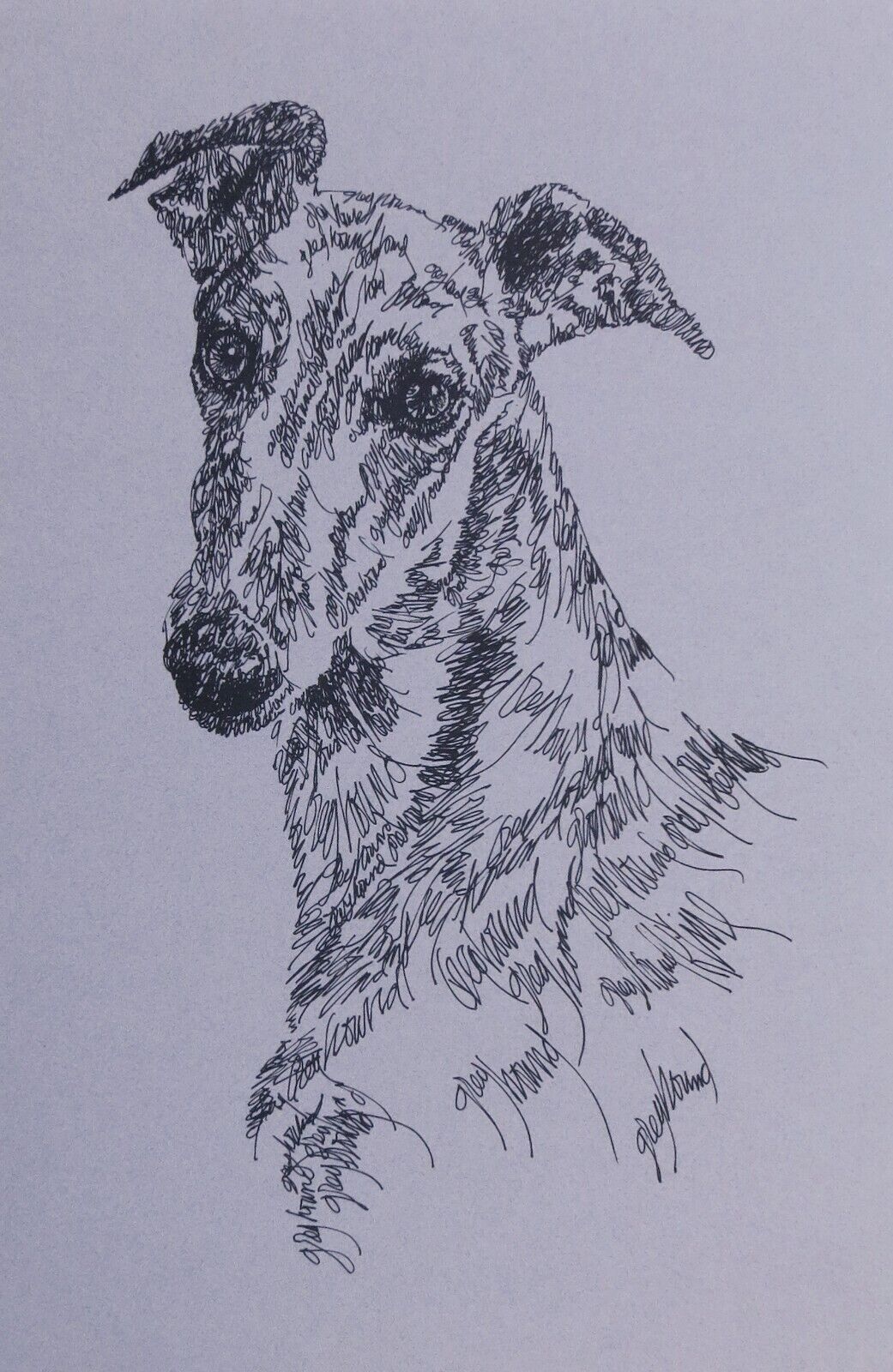 Greyhound Portrait - Rainbow Bridge Personalized Kline dog art lithograph. #320