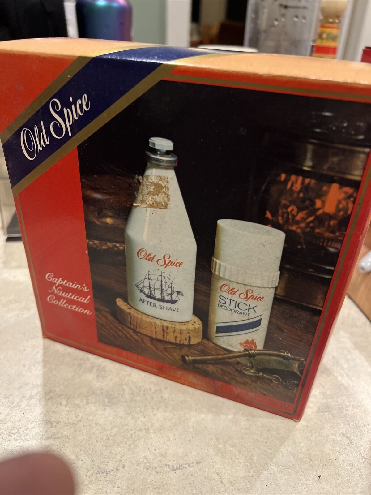 VTG Old Spice Captain\'s Nautical Collection Box Set Of Deodorant & Aftershave