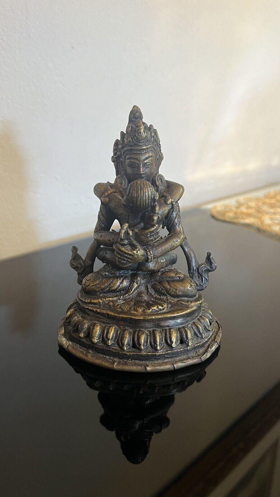 Tantric Lovers Antique buddhis  4.5” bronze Statue collectible 