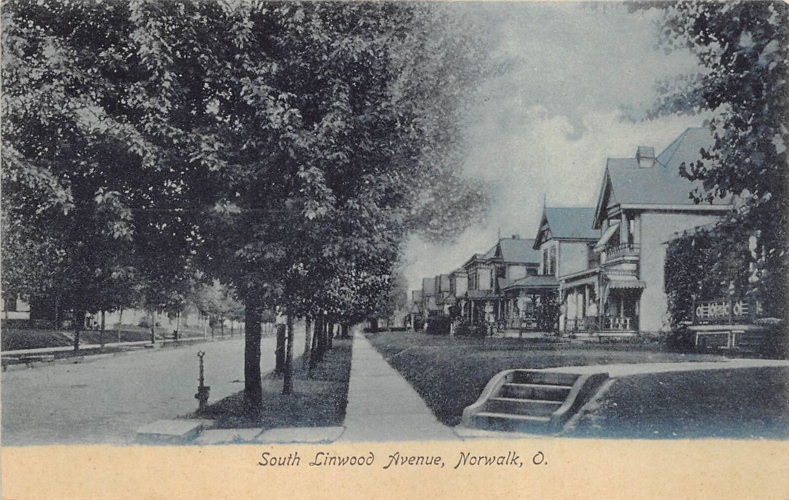 Norwalk Ohio 1908 Postcard South Linwood Avenue Houses