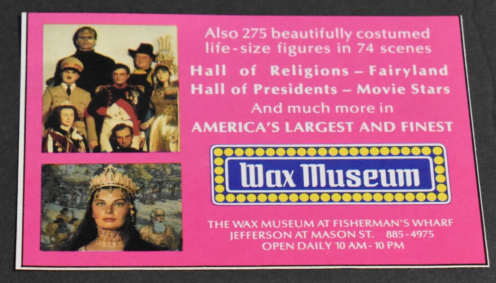 1979 Print Ad San Francisco Wax Museum Hall of Religions Fairyland Movie Stars