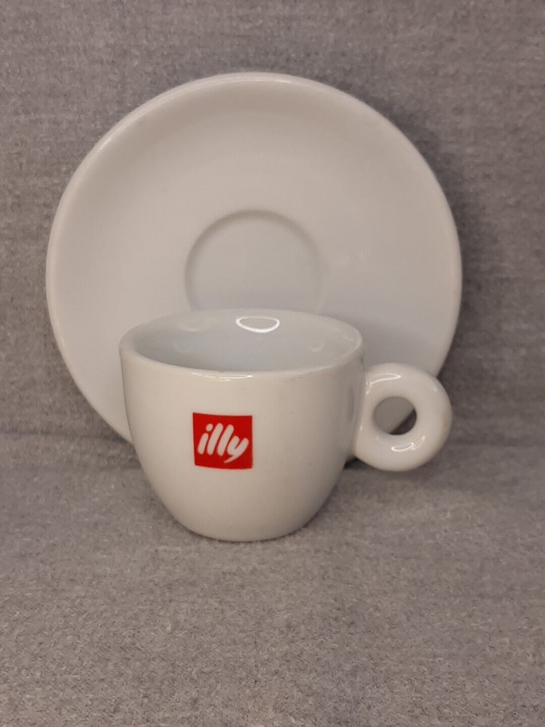 Illy Espresso Cup And Unmarked Saucer, Heavy Surface Wear