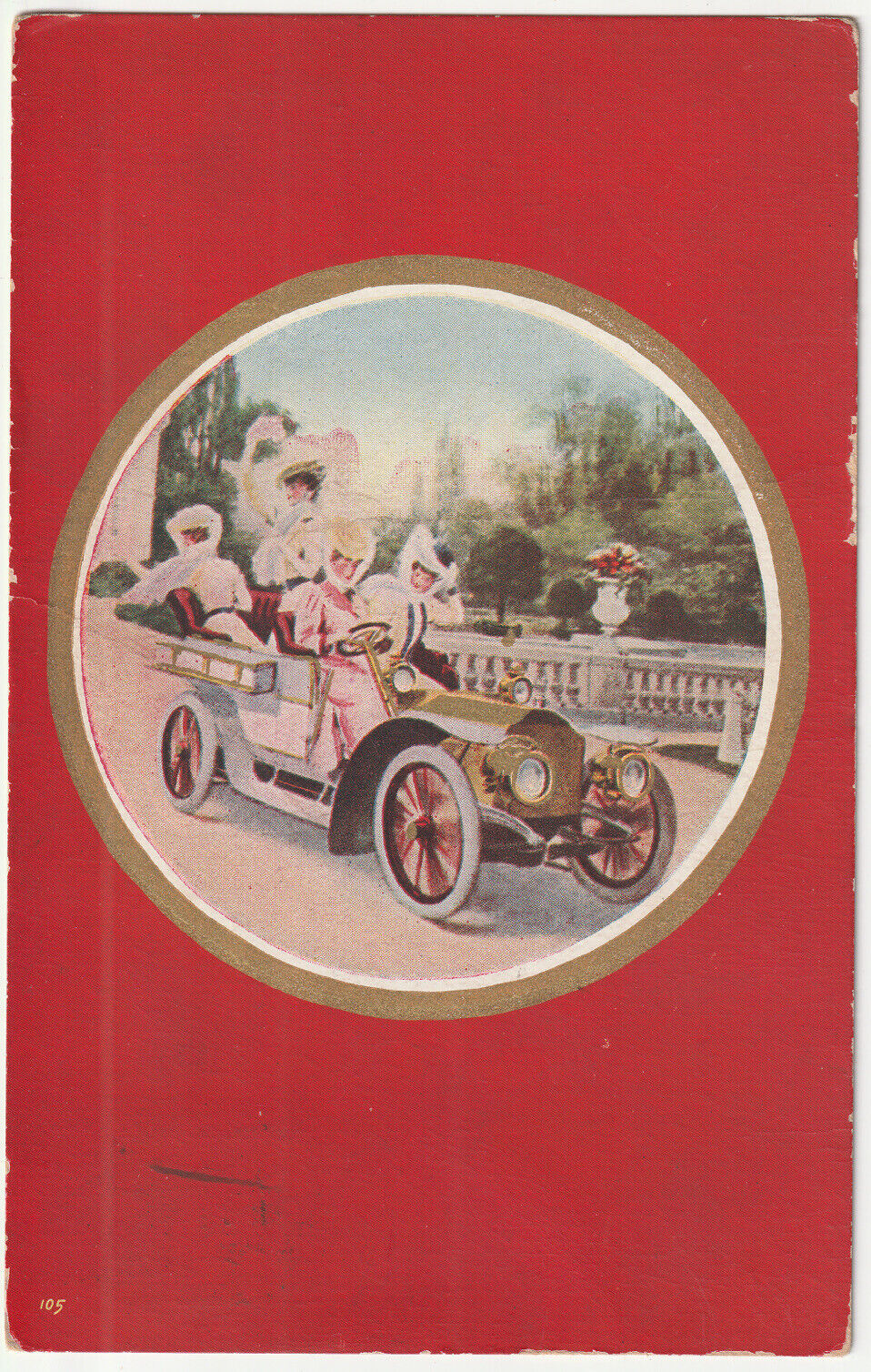 c1908~Victorian Women in Touring Car~Aristocratic~Antique VTG Art Postcard