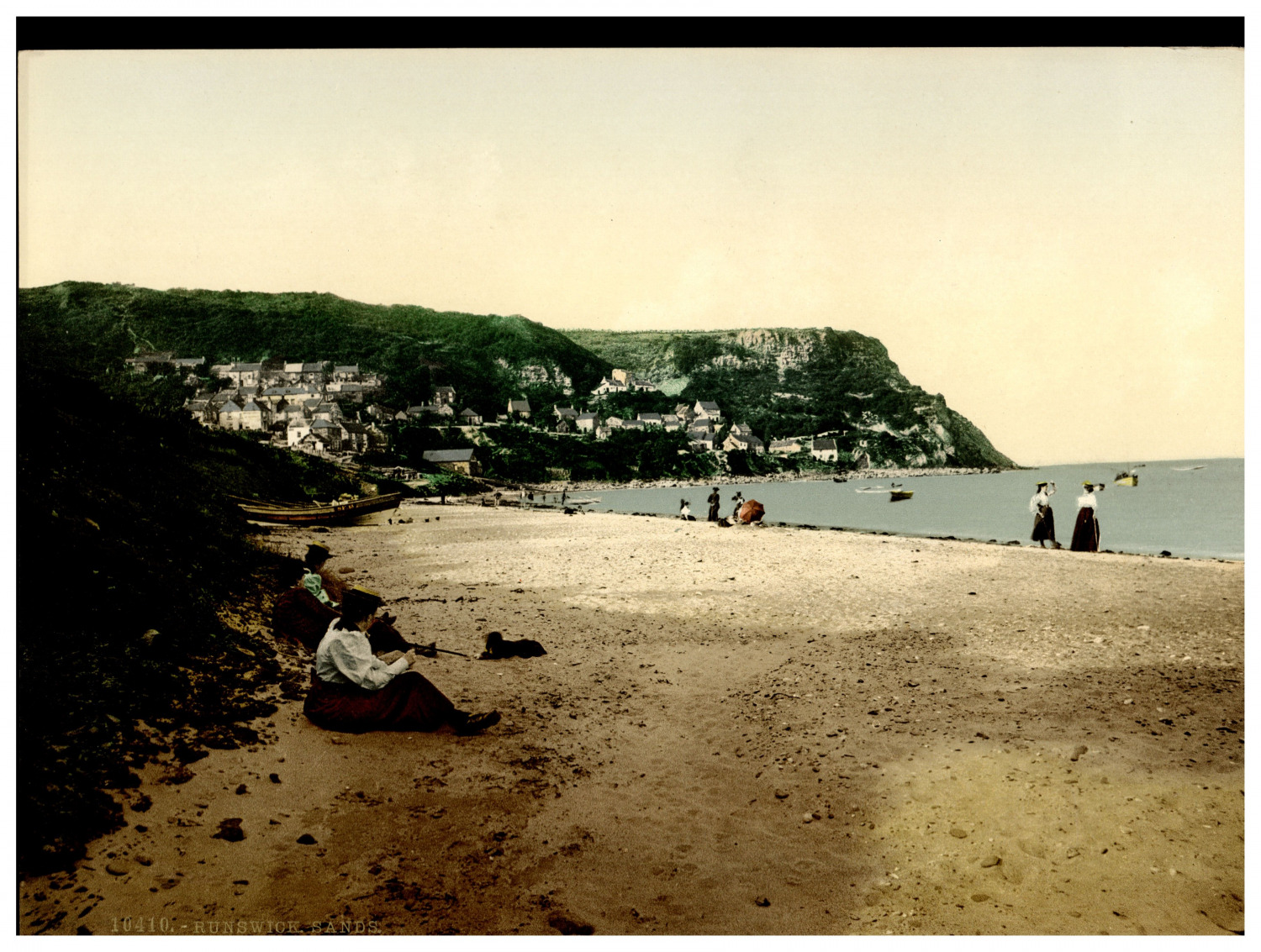 England. Yorkshire. Whitby. Runswick Sands. Vintage Photochrome by P.Z, Photoc