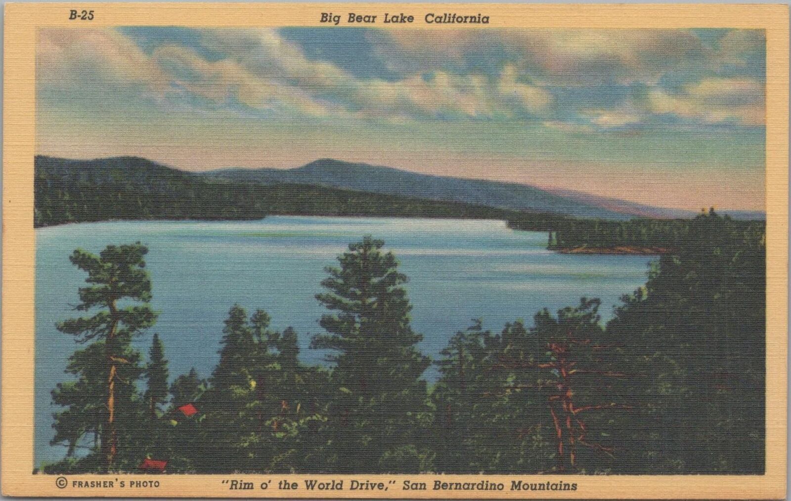 Postcard Big Bear Lake California Rim of the World Drive 