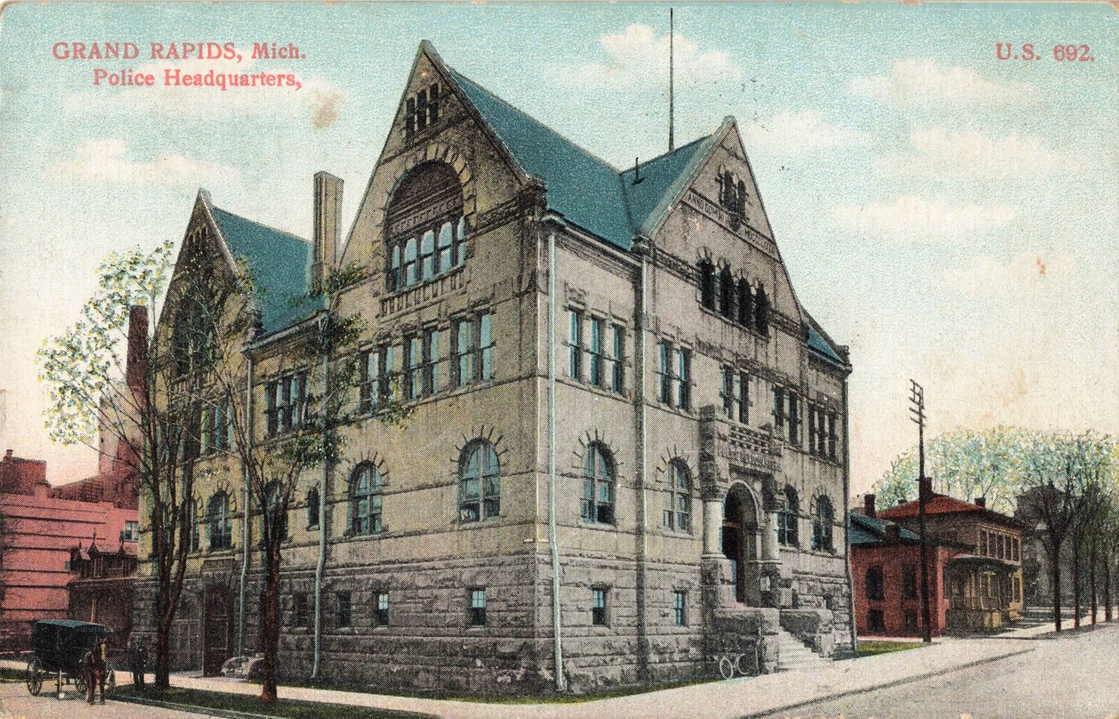SW Grand Rapids MI 1908 POLICE STATION built 1892 Architect Elijah E. Meyers 1
