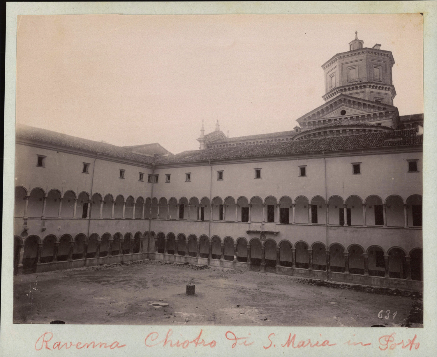 Italy, Ravenna, Basilica di Santa Maria in Porto, cloister, ca.1880, print vint
