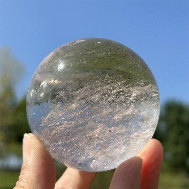 0.88LB Natural Clear Quartz Ball Crystal Reiki Quartz Sphere Repair Gem 65mm
