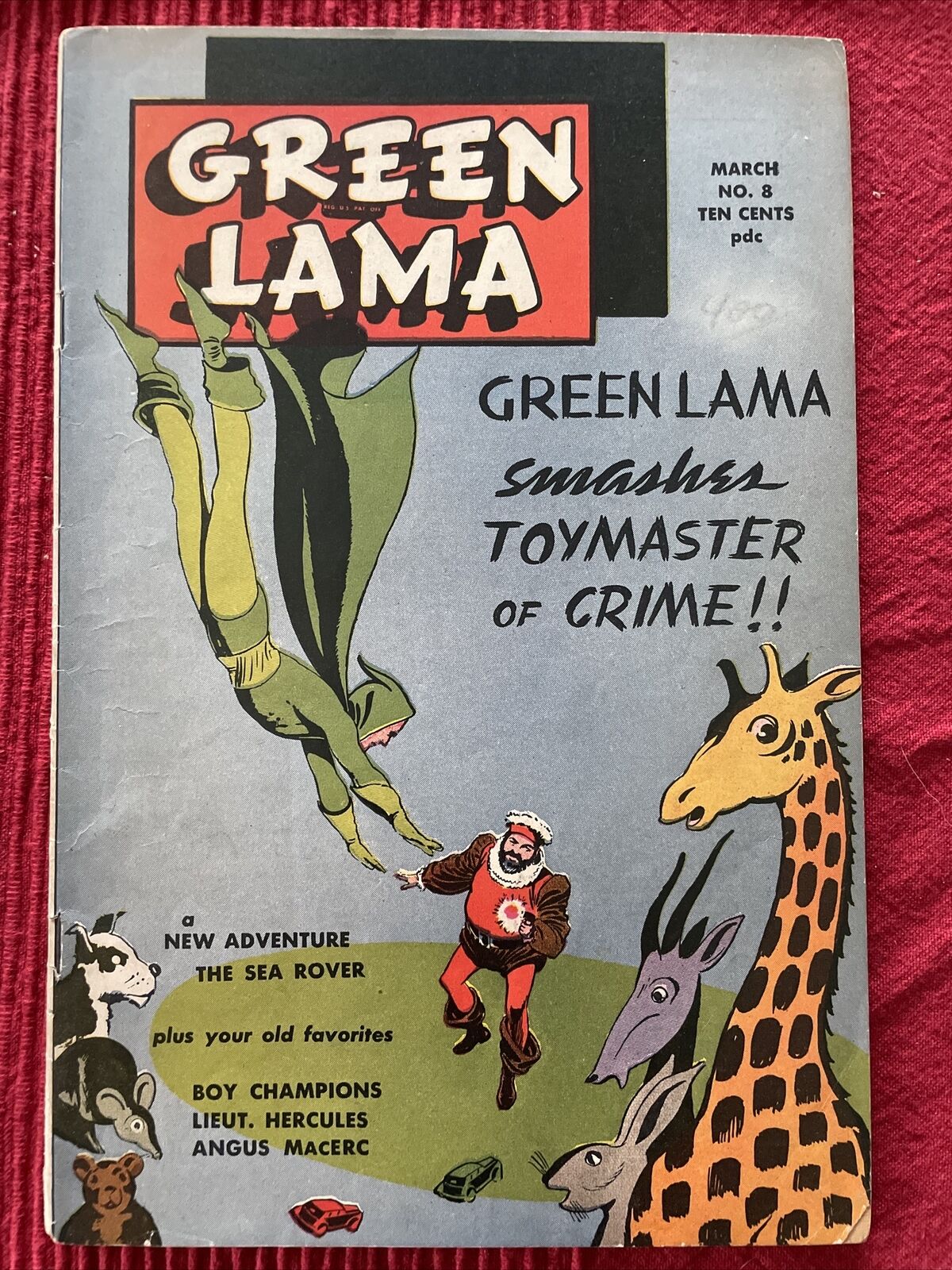 Green Lama 8 VG+ 1946 Spark Publications Pre-code, Rare Final Issue Of Series.