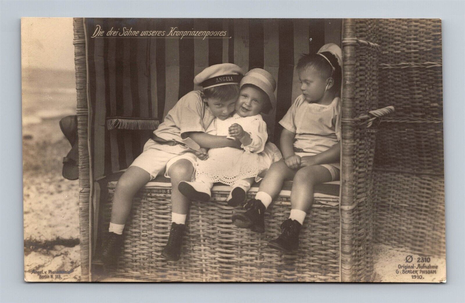 Three Children of Crown Prince Wilhelm Germany c.1910 Real Photo Postcard RPPC