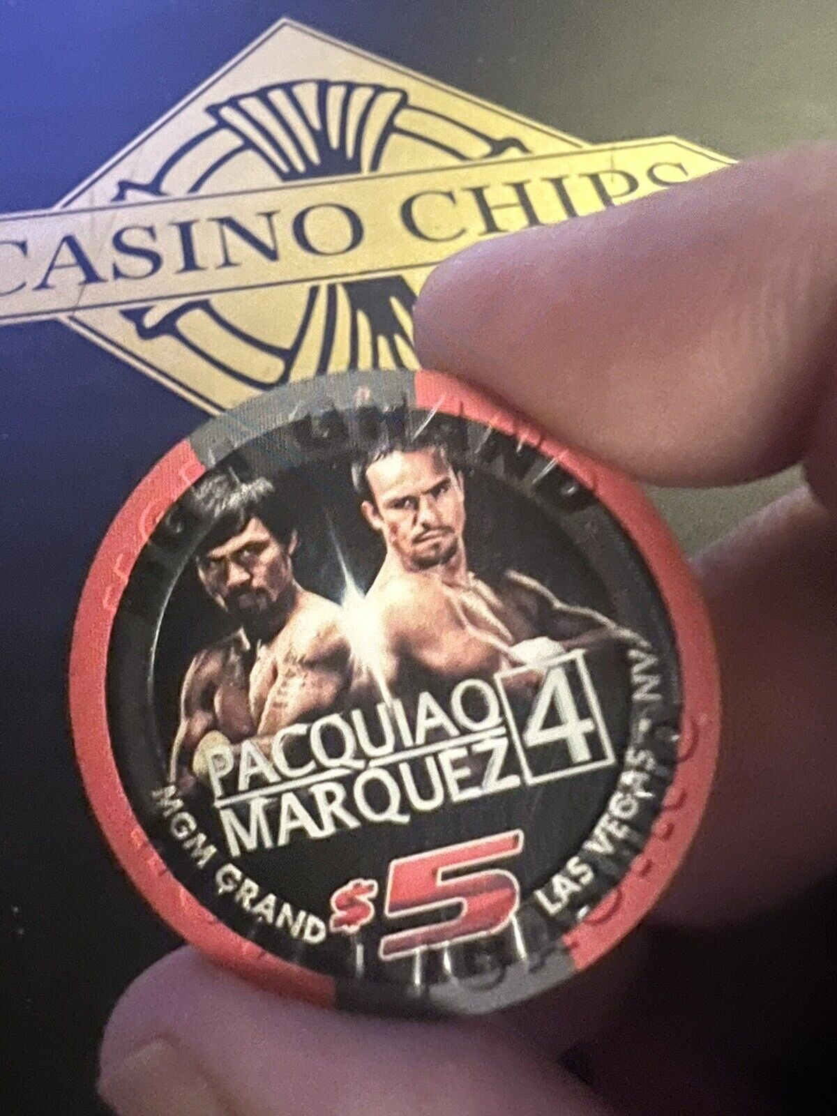Authentic Collectable Casino Poker Chip / RARE / PACQUIAO Vs MARQUEZ 4 MGM Vegas