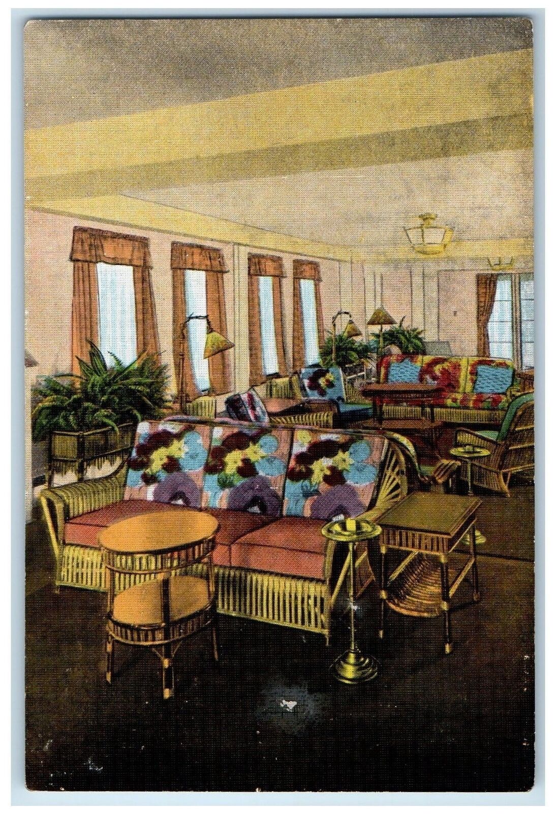c1950\'s Hotel Ludy Solarium Beach Front Atlantic New Jersey NJ Vintage Postcard