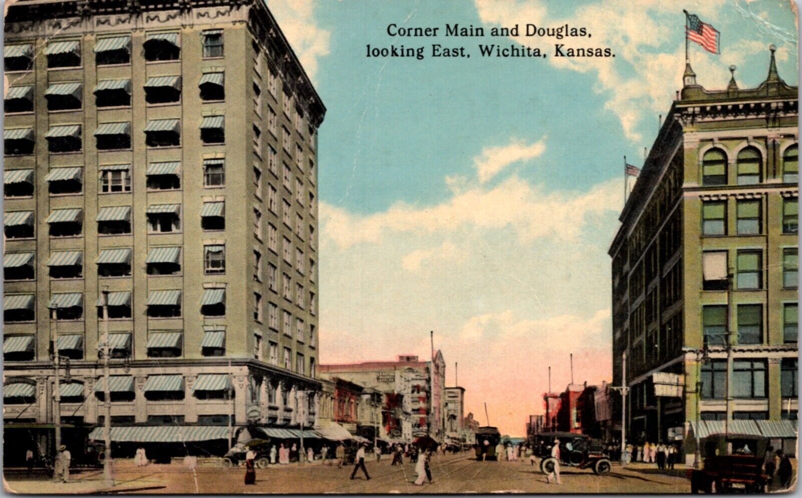 Postcard Corner Main and Douglas Looking East in Wichita, Kansas