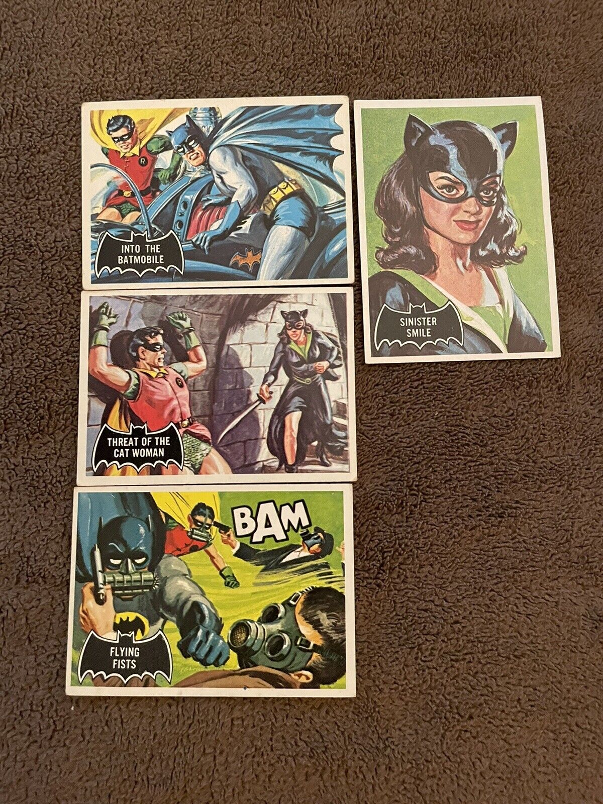 1966 Batman Cards Lot Black Bat (4) Vg