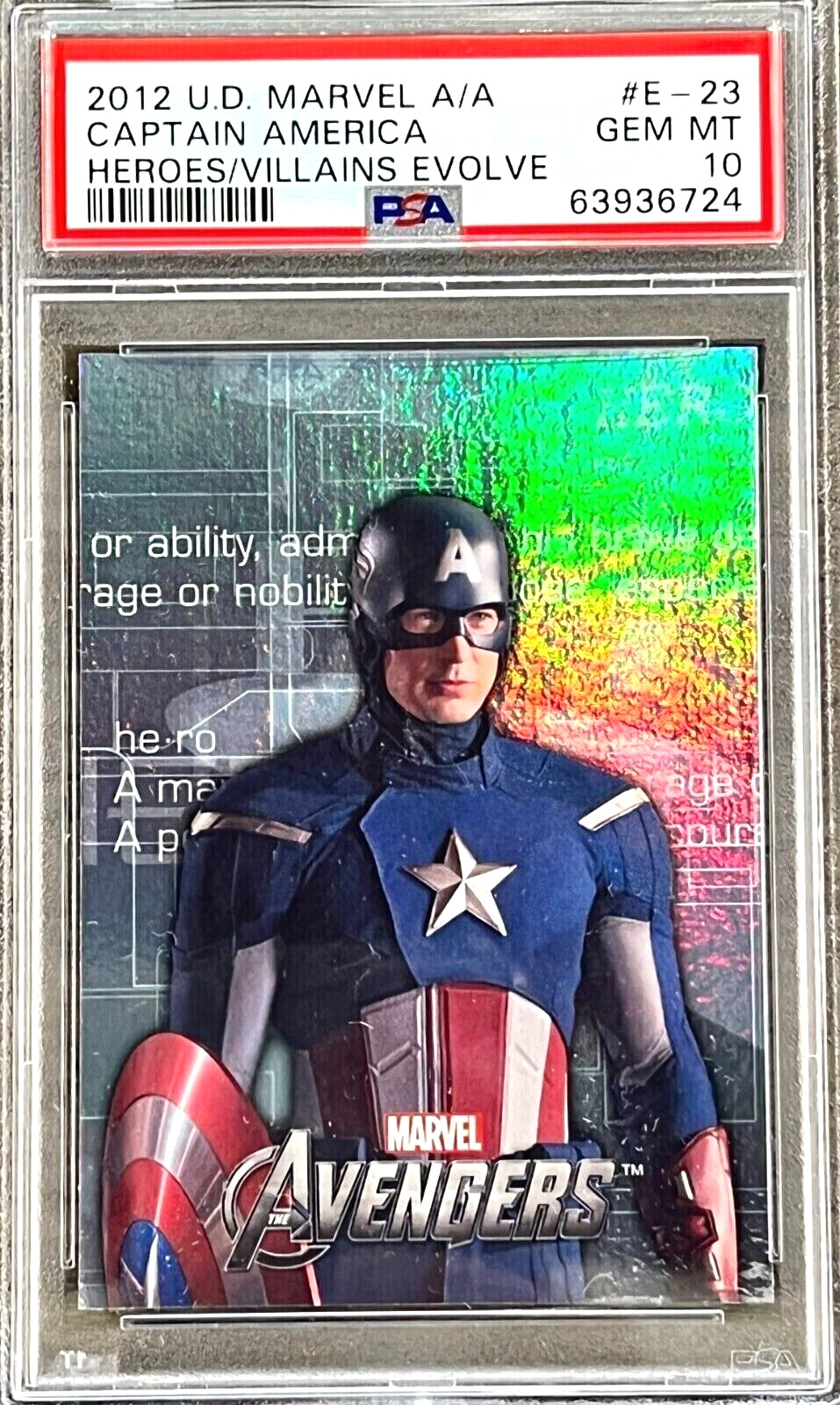 2012 Marvel Avengers Captain America #E-23 PSA 10 GEM MINT (RARE: Population 5)