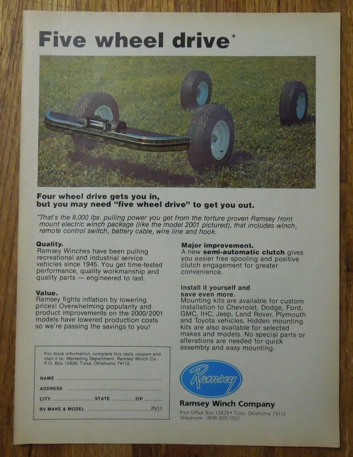 1978 RAMSEY WINCH COMPANY Magazine Ad - Five Wheel Drive