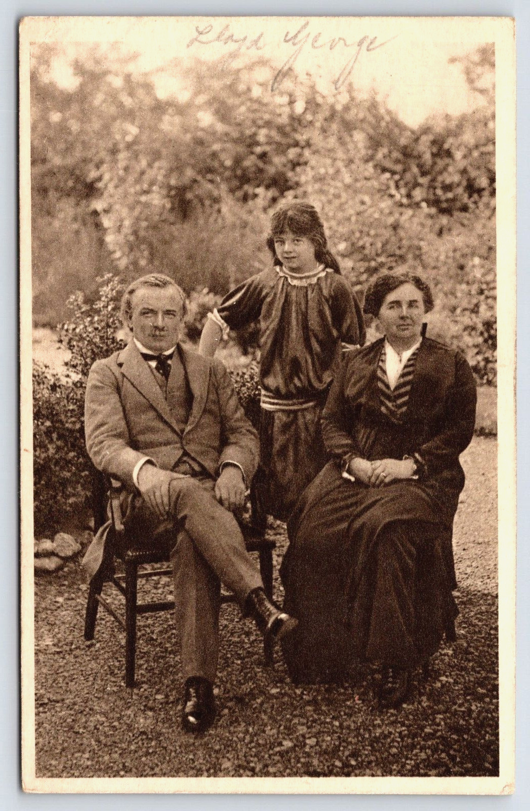 Original Old Vintage Antique Outdoor Postcard Lloyd George Family Picture