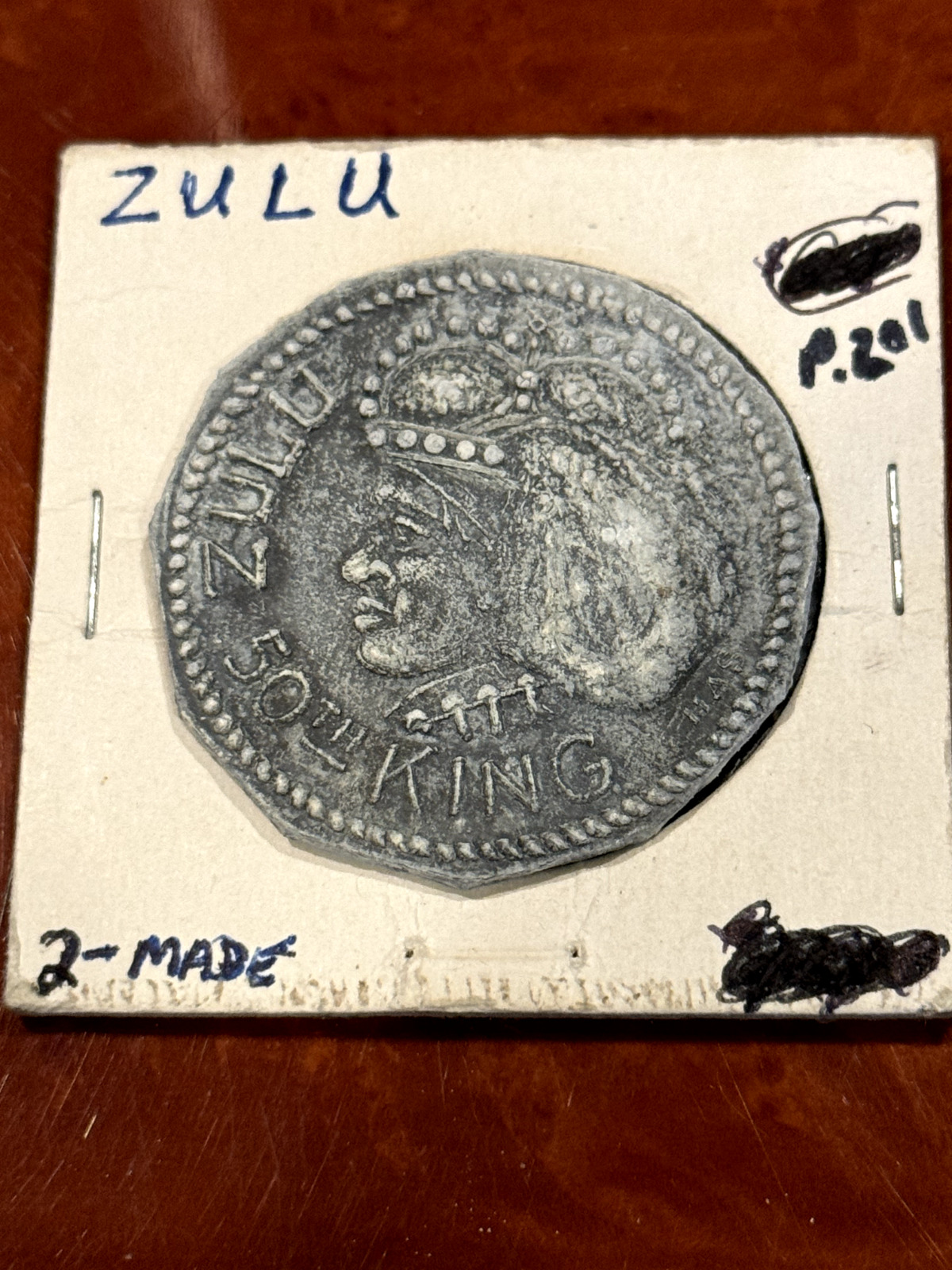 rare 1964 Zulu HAS 2-sided lead Test Strike of Leather doubloon H. Alvin Sharpe