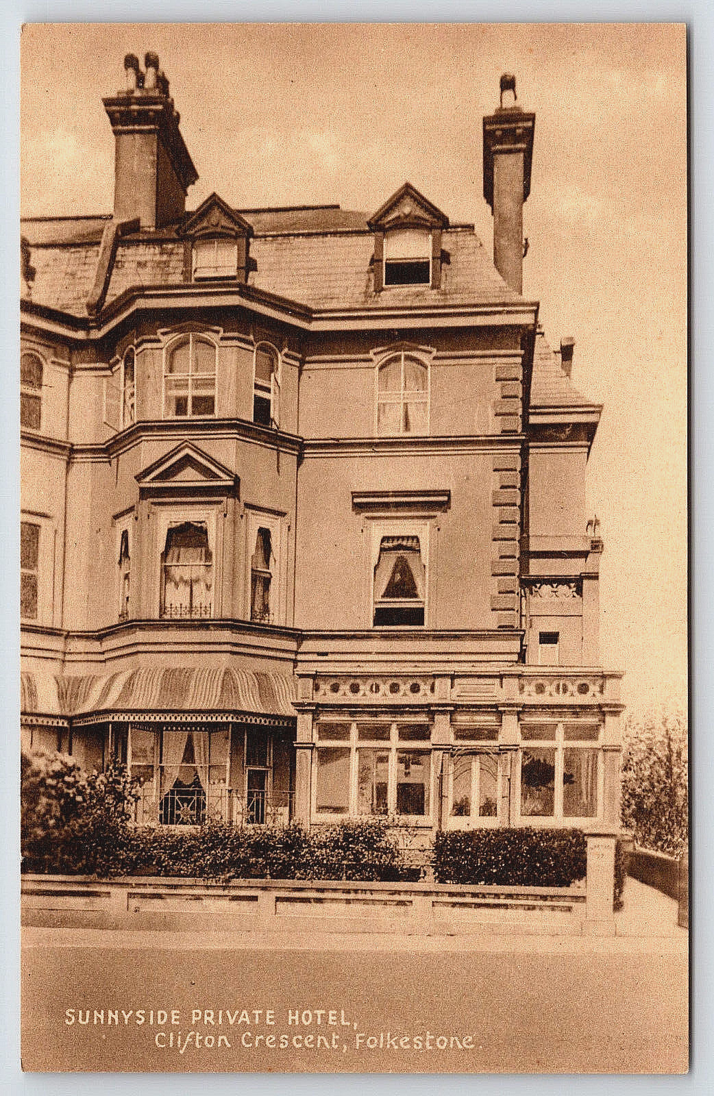 Old Postcard Sunnyside Private Hotel Clifton Crescent Folkestone United Kingdom