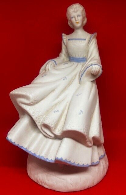 Crowning Touch Pretty Lady in Dress Ceramic Music Box (Works see Video)