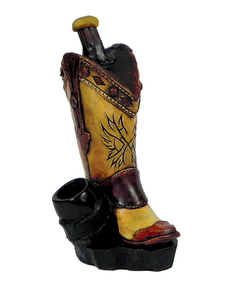 Cowboy Boot Handmade Tobacco Smoking Hand Pipe Western Country Texas Rodeo Brown