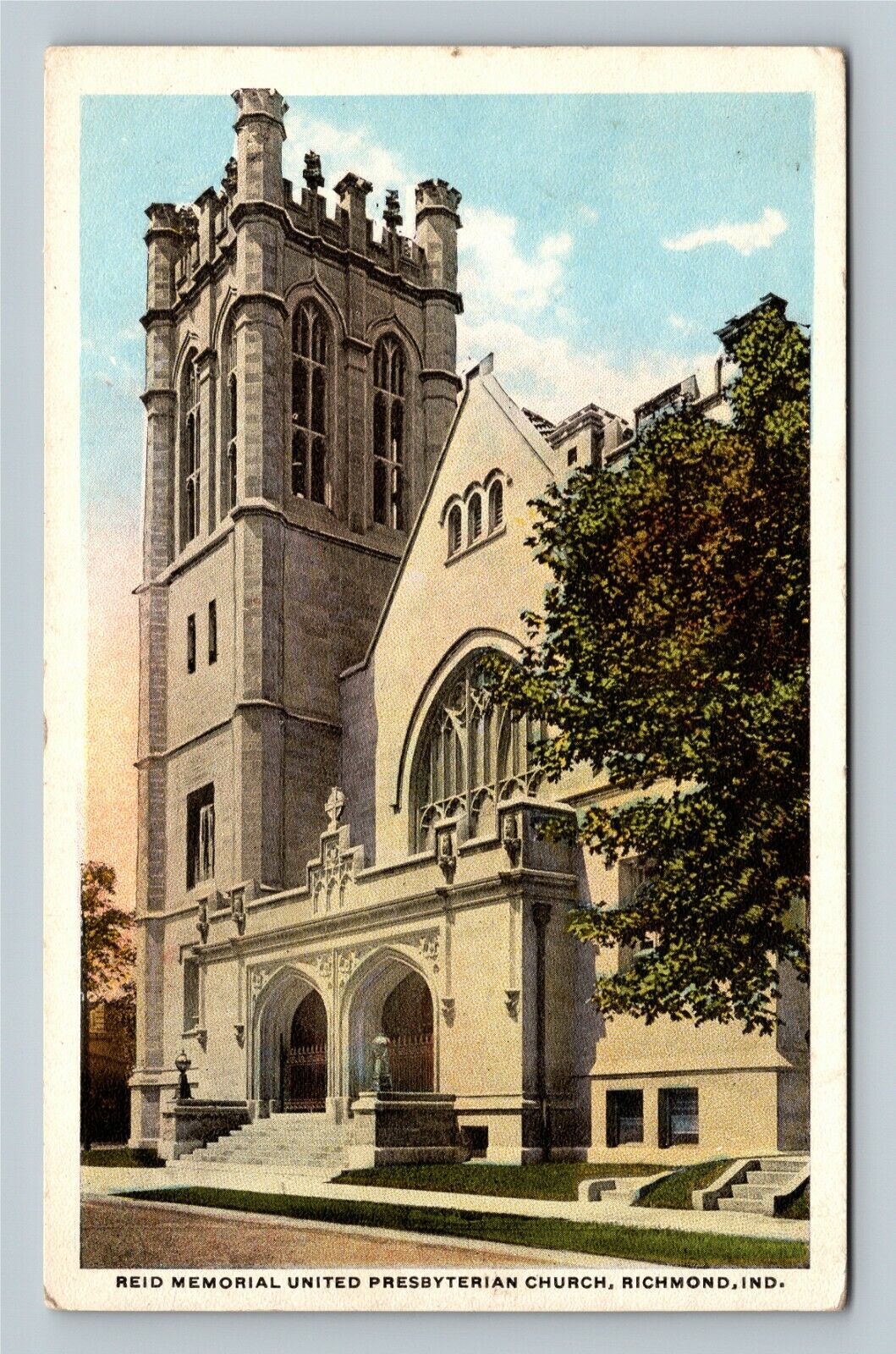 Richmond IN, Reid Memorial Presbyterian Church, Indiana c1930 Vintage Postcard