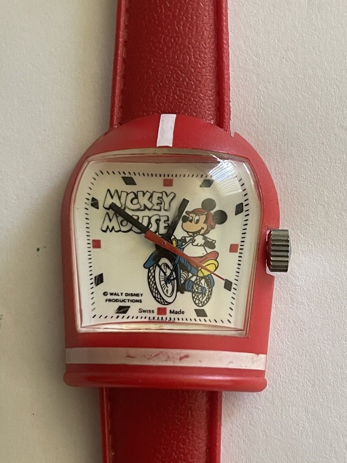 Mickey Mouse Bradley Quartz  Walt Disney Red Racer Helmet Watch Rare