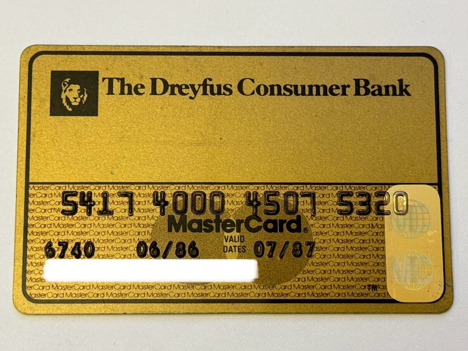 The Dreyfus Consumer Bank MasterCard Credit Card▪️1987 Exp▪️The Bank of New York