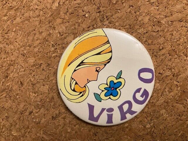 Vintage Virgo Astrology Pinback Pin 2.25\