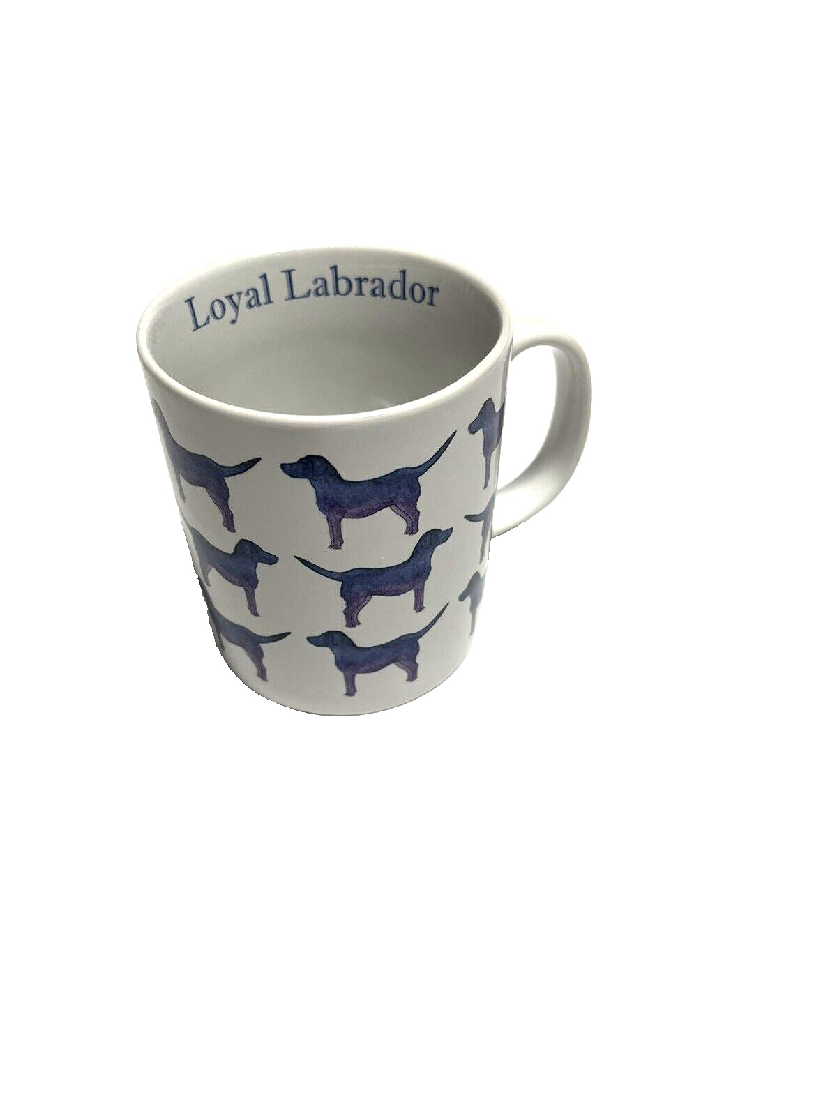 Blue & White Loyal Labrador Cup Designed by Milly Green 3.5 inches Tall