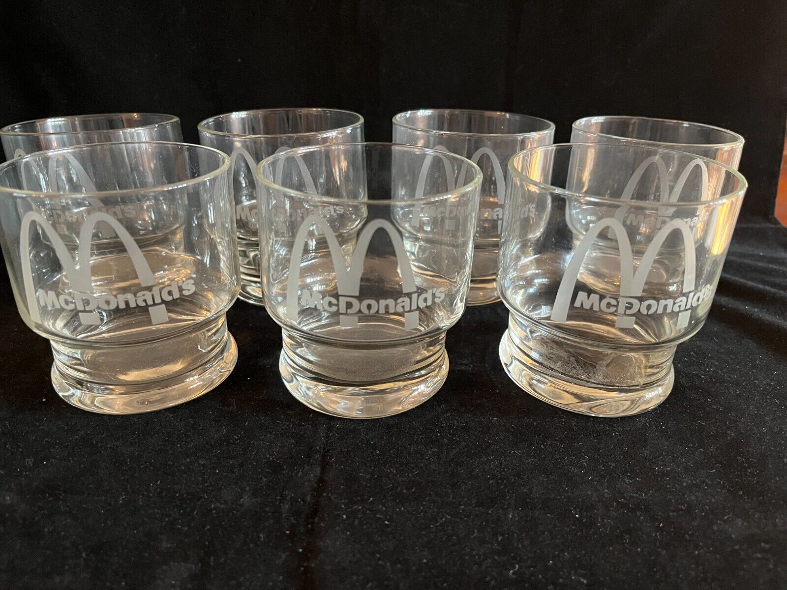 Set of 7 Vintage McDonald’s Etched Juice Glasses