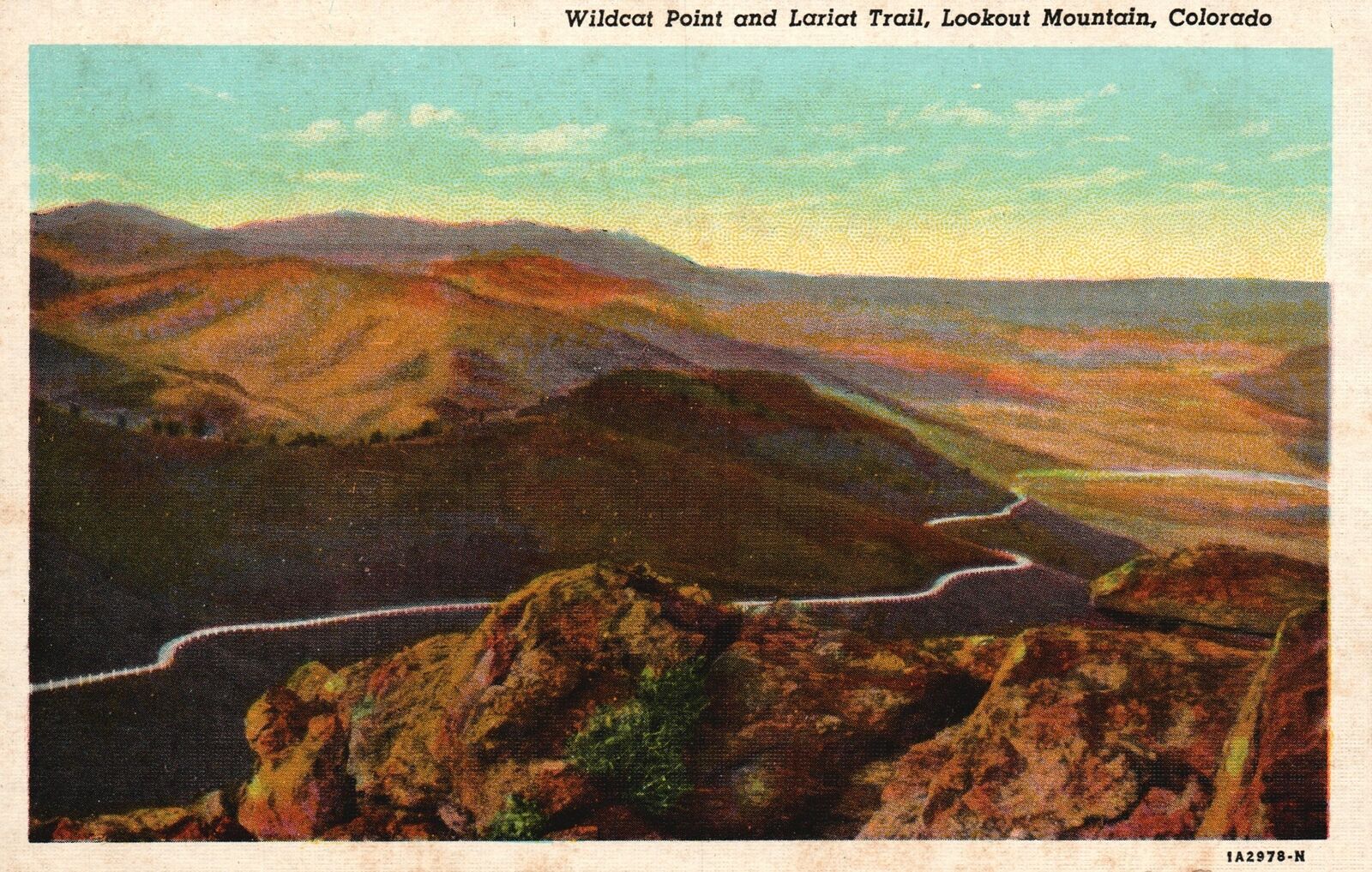 Vintage Postcard 1920\'s Wildcat Point & Lariat Trail Lookout Mountain Colorado