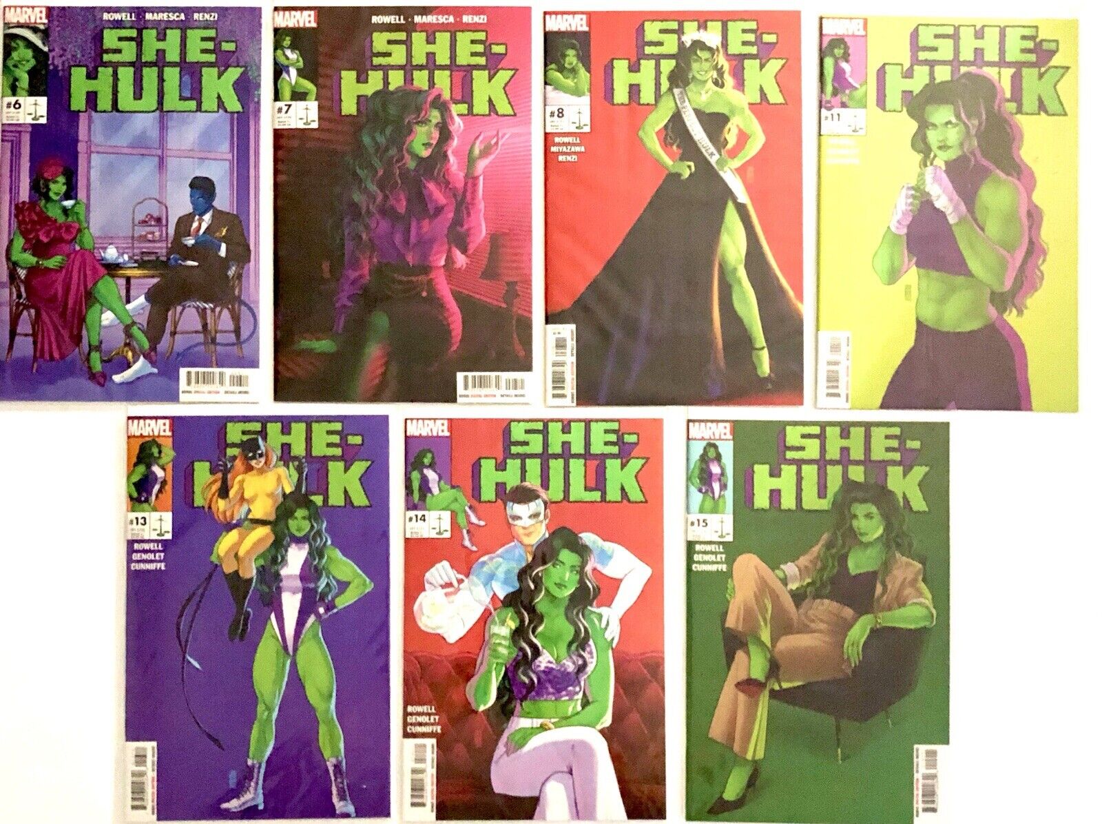 Lot Of 7 She-Hulk Volume 4 Rainbow Rowell 2022 #6, 7, 8, 11, 13, 14, 15